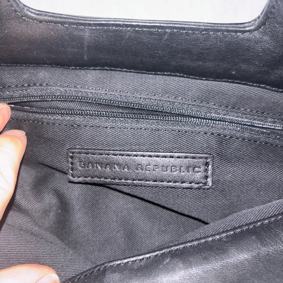 VTGBanana Republic Black calf skin with silver square handles purse clutch bag - Picture 5 of 11